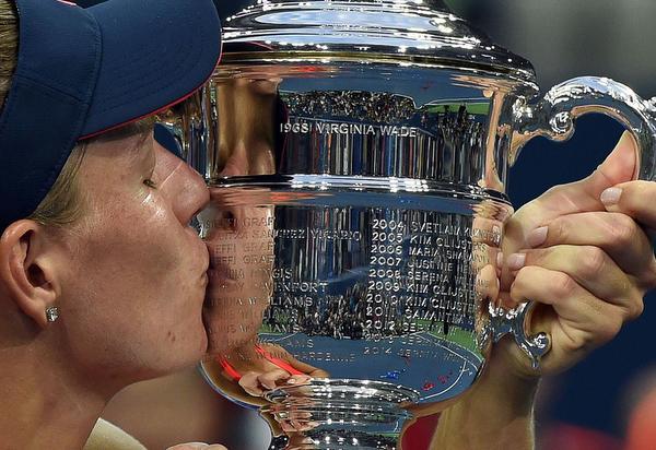 Memorable win:Angelique Kerber had to fight hard to down Karolina Pliskova and live this moment