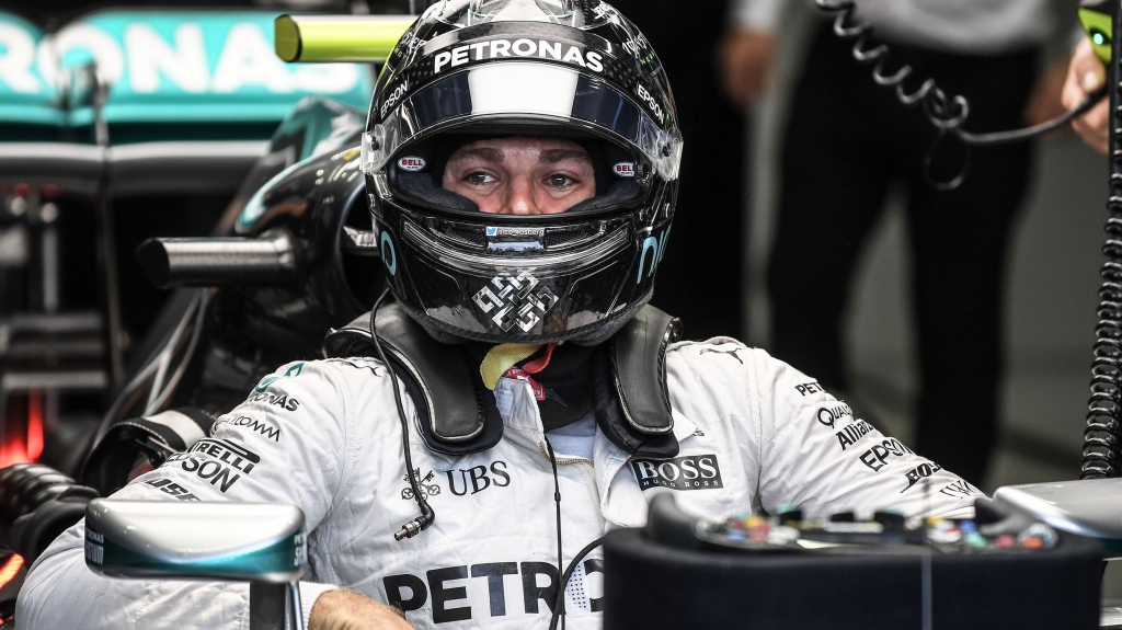 Mercedes’ German driver Nico Rosberg sits inside his car during the third practice session Getty Images