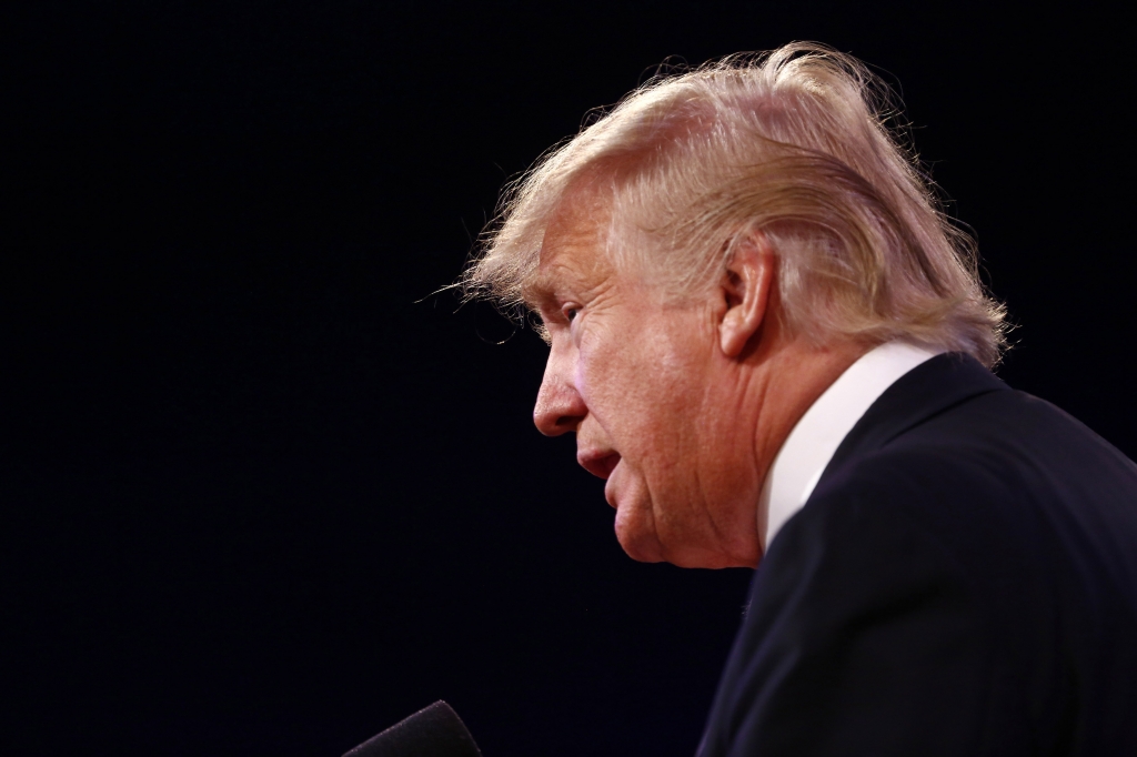 Republican presidential candidate Donald Trump speaks at the American Legion Conventi