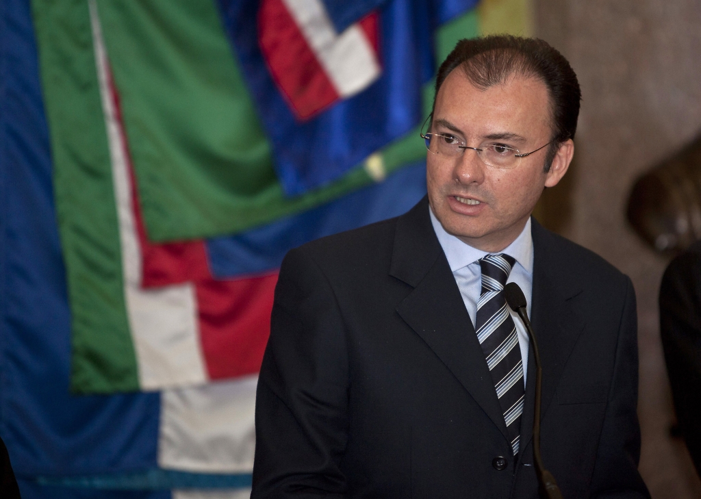 Mexico's Treasury Minister Luis Videgaray speaks at a press conference at the National Palace in Mexico City. A Mexican government spokeswoman said Wednesday Sept. 7 2016 that Videgaray has resigned after