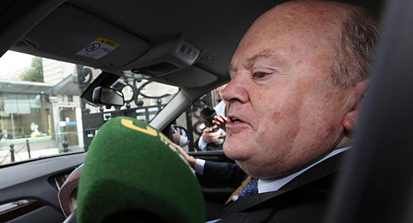 Michael Noonan talking to the media outside Government Buildings today