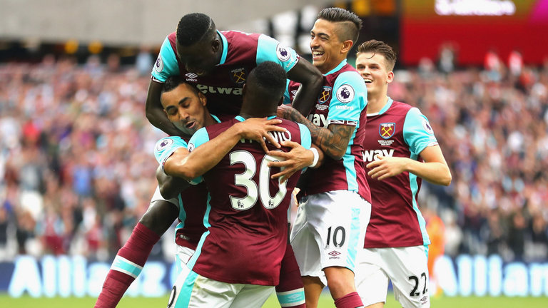 Michail Antonio scored both of West Ham's goals but Watford's fightback sparked trouble in the stands