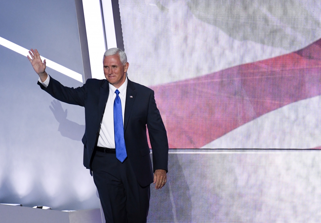 Indiana Gov. Mike Pence and Vice Presidential nominee takes the stage to speak at the 2016 Republican National Convention in Cleveland