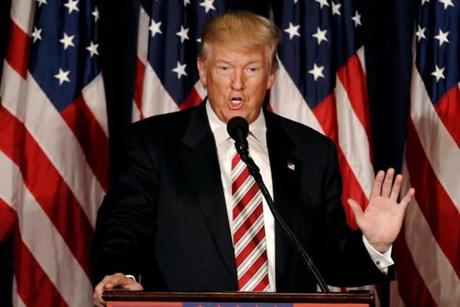 Republican presidential nominee Donald Trump speaks at the Union League of Philadelphia in Philadelphia Pennsylvania