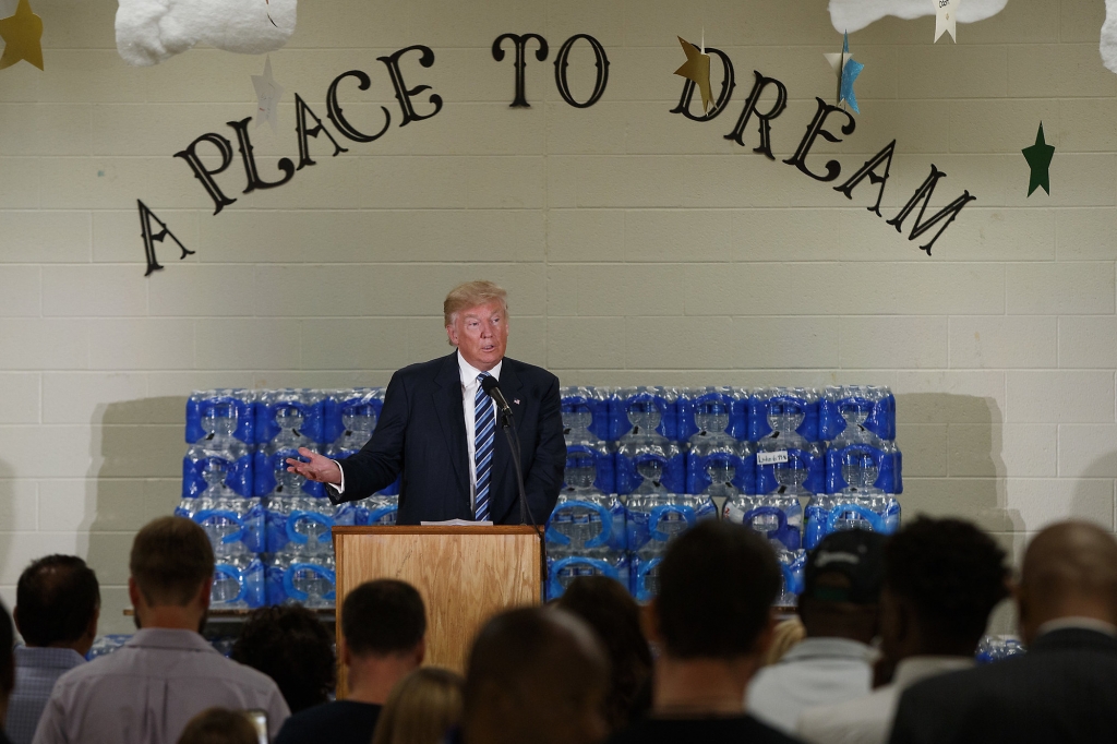 Republican presidential candidate Donald Trump speaks during a visit to Bethel United Methodist Church Wednesday Sept. 14 2016 in Flint Mich