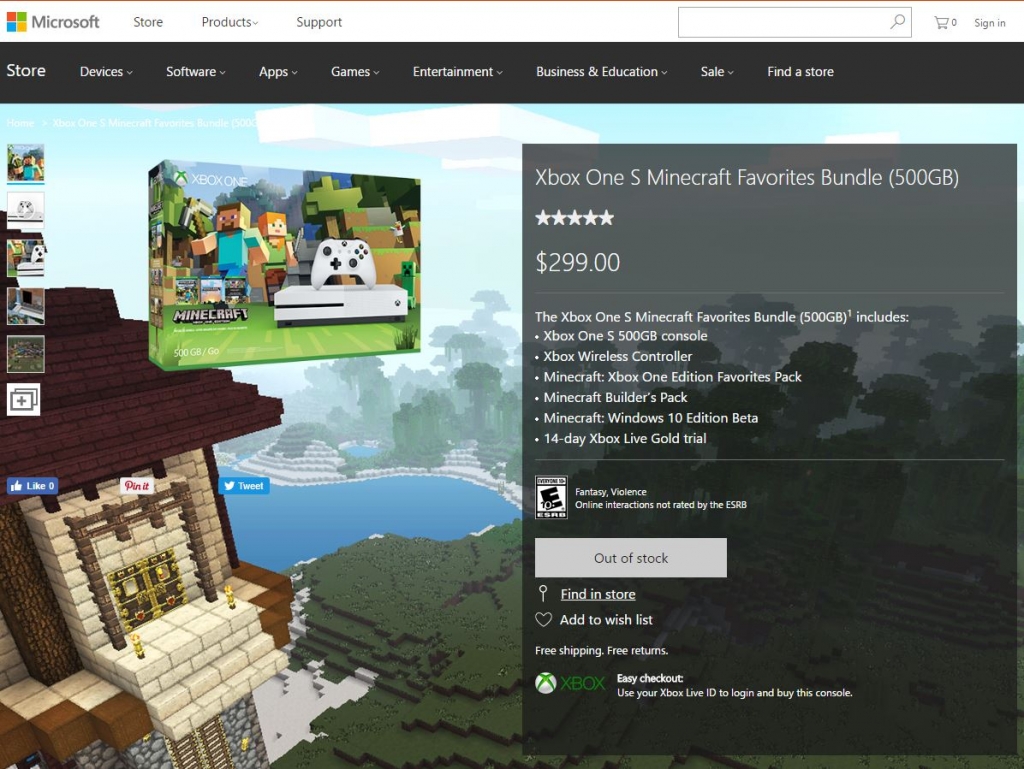 Xbox The latest Xbox One S bundle features Minecraft $299 for the 500GB model