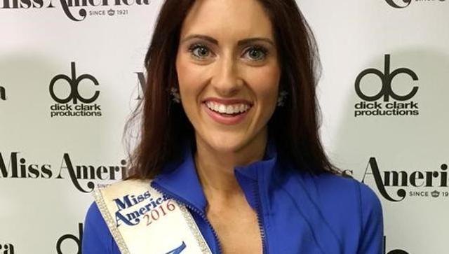 Miss Missouri Erin O'Flaherty poses in Atlantic City New Jersey on September 8. She was eliminated from the content on Sunday night