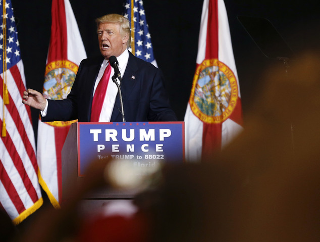 Republican presidential candidate Donald Trump speaks at a campaign rally in Tampa Fla. For Trump the fight for Fl