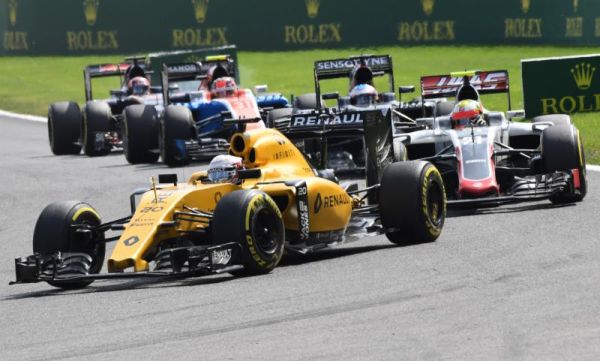 Renault driver Kevin Magnussen of Denmark front steers