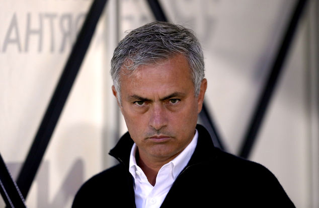 Manchester United manager Jose Mourinho looks on before their English League Cup third round soccer match against Northampton Town at Sixfields Stadium Nor