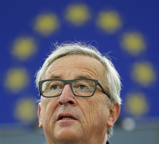 EU Commission President Jean Claude Juncker delivers his State of the Union address at the European Parliament in Strasbourg eastern France Wednesday Sept. 14 2016. Juncker the head of the European Union's executiv