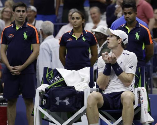 Andy Murray of the United Kingdom reacts from