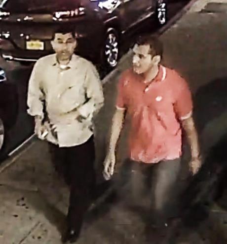 This video frame grab provided by the FBI shows two unidentified men walking in the Chelsea neighborhood of New York on Saturday Sept. 17 2016 around the time when a bomb exploded on a nearby street. Investigators said the men are being sought as witne