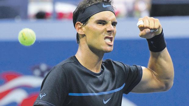 Rafael Nadal celebrates his victory over Andrea Seppi