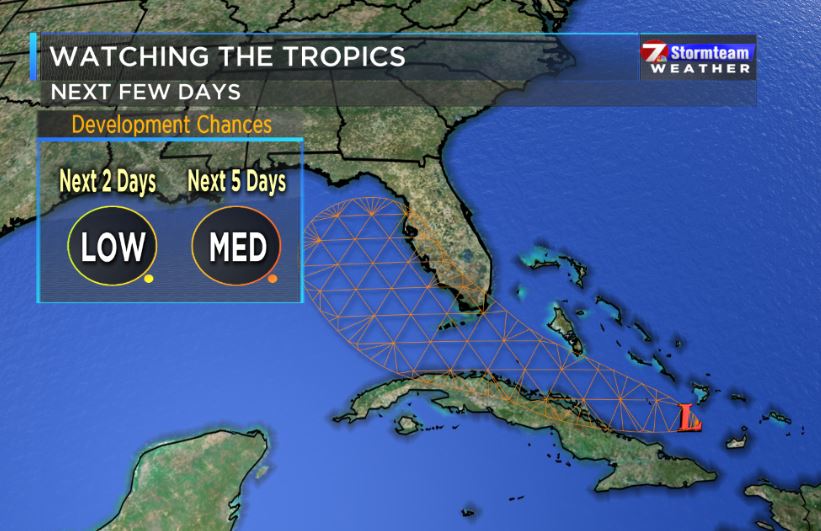 National Hurricane Center chances have decreased from high to medium