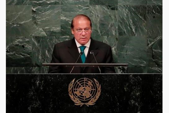 Muhammad Nawaz Sharif Prime Minister of Pakistan speaks during the 71st session of the United Nations General Assembly Wednesday Sept. 21 2016 at U.N. headquarters