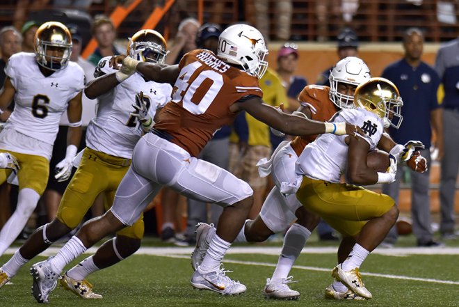 Texas beats No. 10 Notre Dame 50-47 in 2OT thriller