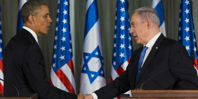 U.S. President Barack Obama shakes hands with Israel's Prime Minister Benjamin Netanyahu during their press conference in Jerusalem