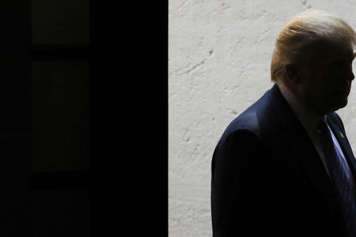 US Republican presidential candidate Donald Trump is seen during a press conference at Los Pinos on Aug. 31 2016 in Mexico City Mexico