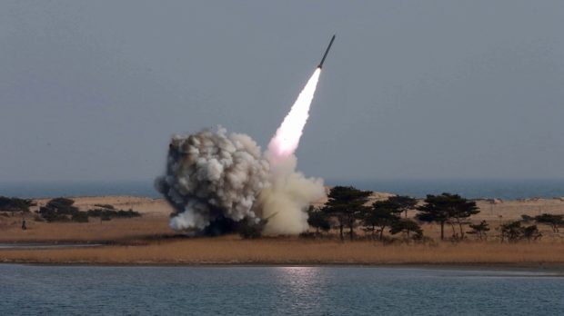 A North Korean ballistic rocket launch drill in March. Reuters