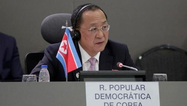 North Korea's foreign minister Ri Yong-ho speaks during the 17th Non Aligned Summit in Porlamar Venezuela on Thursday