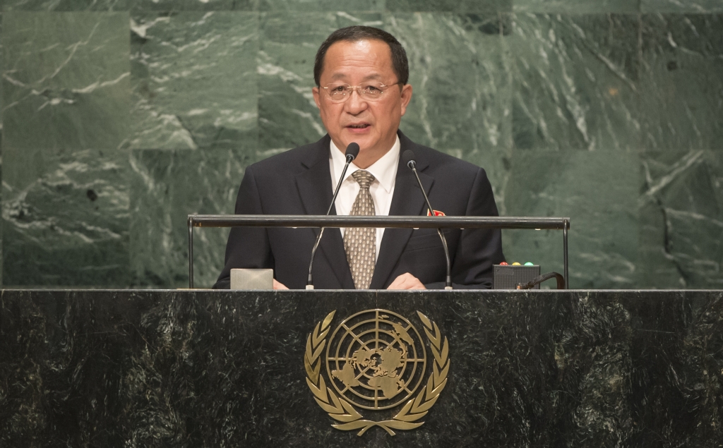 North Korean Minister of Foreign Affairs Ri Yong Ho addresses the U.N. General