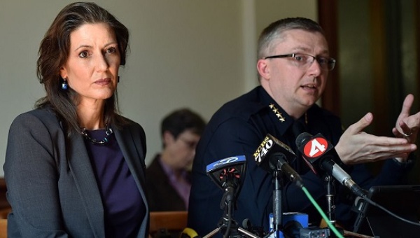 Oakland Mayor Libby Schaaf and former police chief Sean Whent earlier this year