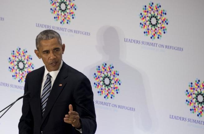 US President Barack Obama delivers remarks during a Refugee Summit on the sidelines of the 71st United Nations General Assembly in New York