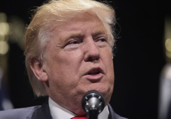 Republican presidential nominee Donald Trump speaks during