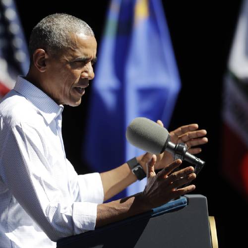 Obama speaks during the 20th Annual Lake Tahoe Summit at the Lake Tahoe Outdoor Arena at Harveys in Stateline Nev. Wednesday Aug. 31 2016 about the environment and climate change