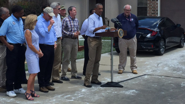 Obama Visits Louisiana Floods as White House Bats Away Criticism