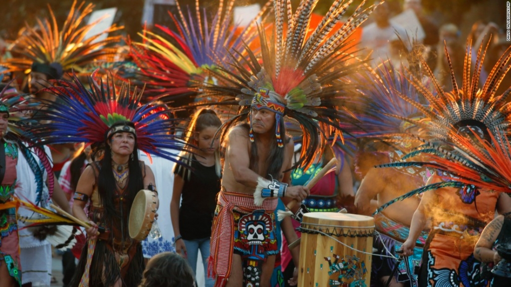 Native Americans head to a rally at the state Capitol in Denver on Thursday September 8 to protest in solidarity with members of the Standing Rock Sioux Tribe in North Dakota over the construction of the Dakota Access Pipeline. The tribe argues that the