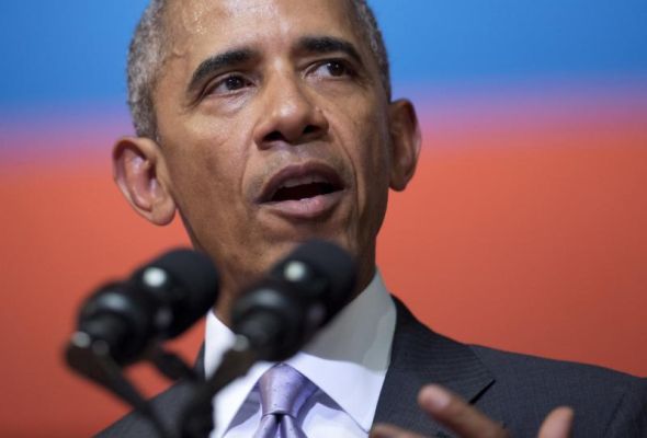 U.S. President Barack Obama speaks at the Lao