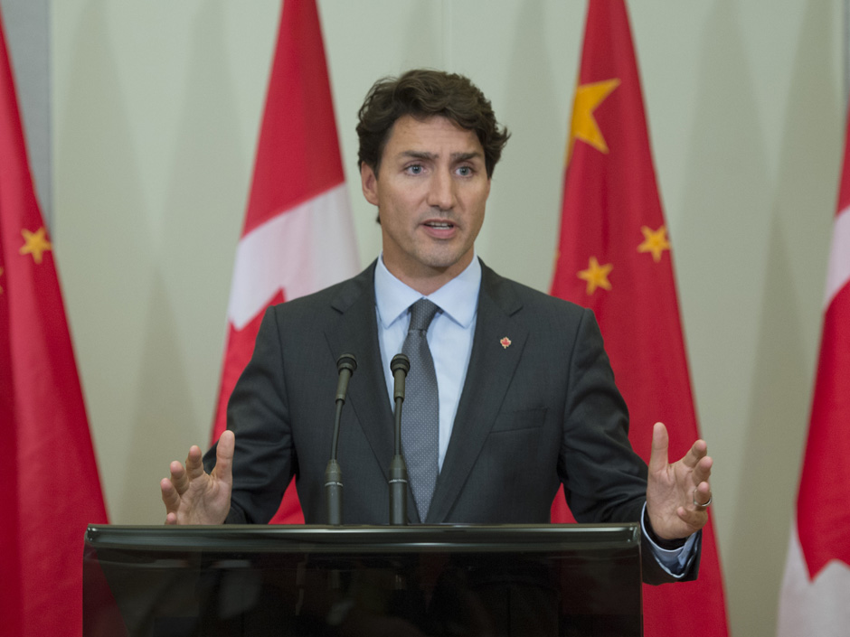 Canadian Prime Minister Justin Trudeau speaks with the media following the G20 Leaders Summit in Hangzhou on Monday September 5