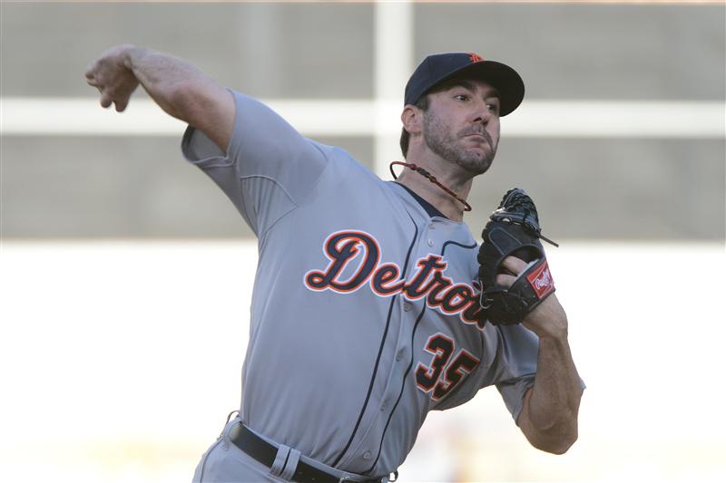 Oakland CA USA Detroit Tigers starting pitcher Justin Verlander delivers a pitch against the Oakland Athletics dur