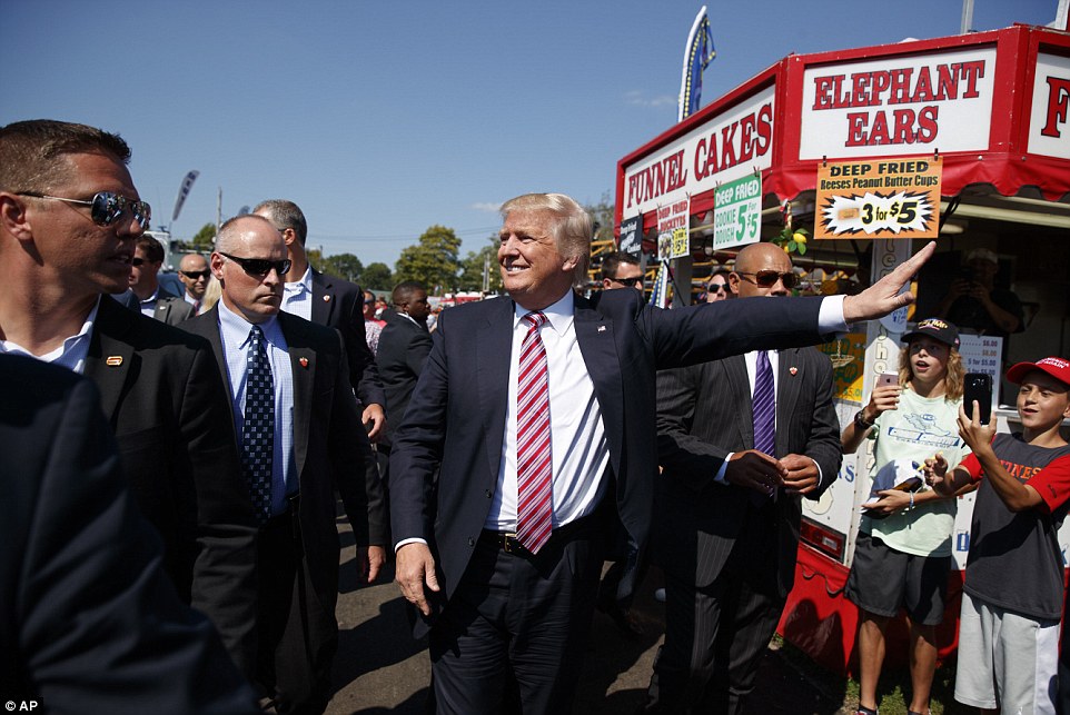 Oh hi Ohio Donald Trump made a brief public appearance at the final day of the Canfield County Fair Monday