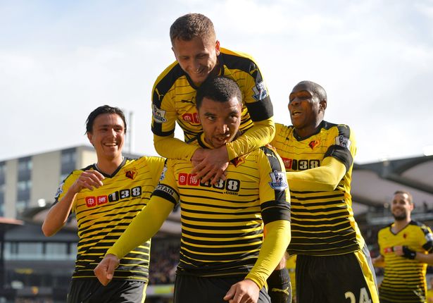 Watford's Troy Deeney celebrates scoring his side's third goal