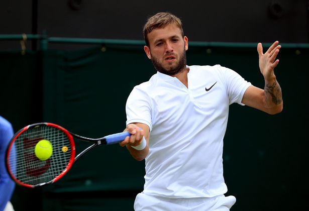 Dan Evans during his match against Alexandr Dolgopolov