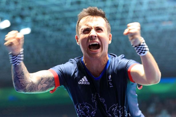 Great Britain's Will Bayley celebrates winning the Class 7 Mens Singles Table Tennis