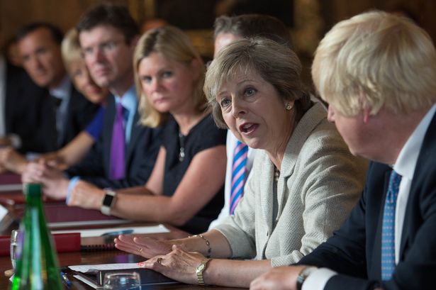 PA
The Tory PM swapped her usual Cabinet table for a plush one at her country retreat