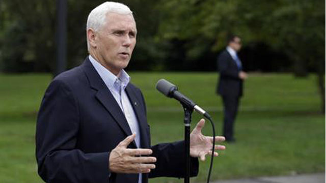 Republican vice presidential candidate Indiana Gov. Mike Pence comments after receiving a national security briefing in Indianapolis Friday Sept. 9 2016