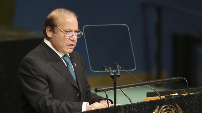 Pakistan Prime Minister Muhammad Nawaz Sharif speaks during the 71st session of the United Nations General Assembly at U.N. headquarters