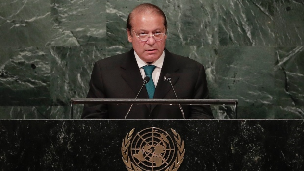 Muhammad Nawaz Sharif Prime Minister of Pakistan speaks during the 71st session of the United Nations General Assembly on Wednesday