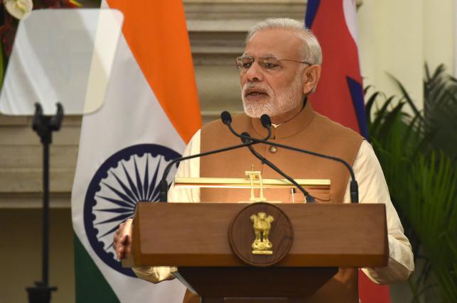 Indian prime minister Narendra Modi speaks during a press conference