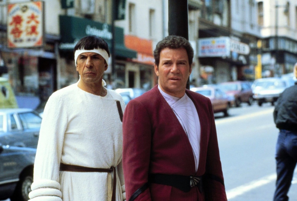 Pioneers Leonard Nimoy and William Shatner as iconic duo Spock and Kirk in Star Trek IV The Voyage Home