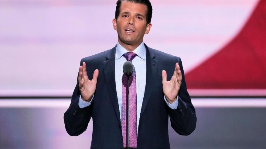 Donald Trump Jr. son of Republican Presidential Candidate Donald Trump speaks at the Republican National Convention in Cleveland. The Anti Defamation League is calling for Donald Trump's oldest son to apologize for making what appea