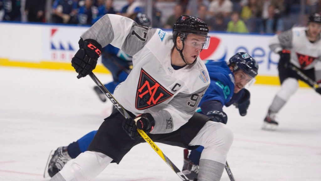 Mackinnon nets two as speedy North America tops Team Europe 4-0 in exhibition