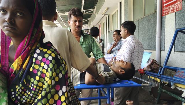 Patients outside the emergency ward in AIIMS New Delhi which include cases of Dengue and Chikungunya