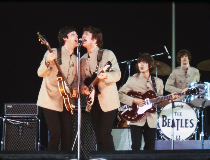 The Beatles perform at New York's Shea Stadium in 1965 in scene from Ron Howard's new concert documentary The Beatles Eight Days a Week- The Touring Years