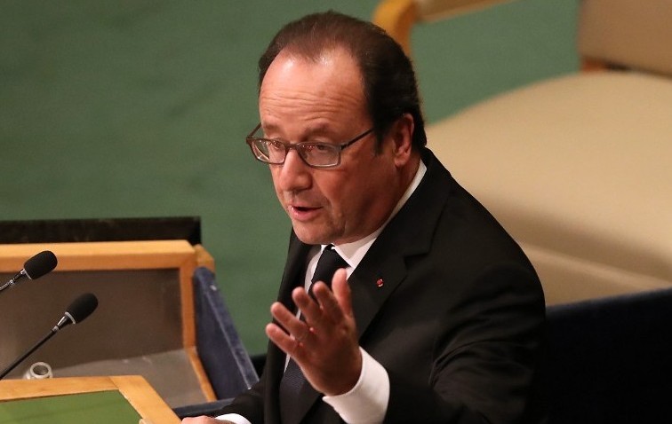 President of France Francois Hollande speaks at the opening session of the United Nations General Assembly